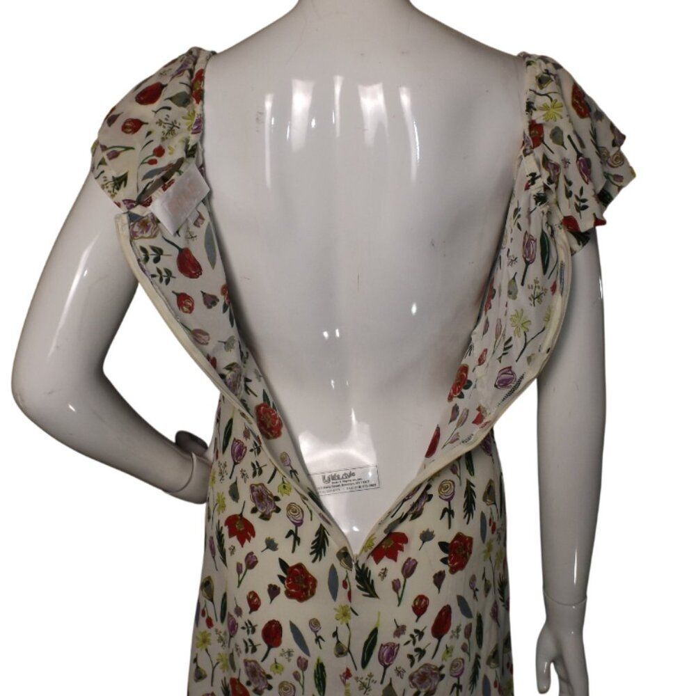 STONE COLD FOX Dress, 1/S, Silk Floral, Off Shoulder, HIGH slit/Vent, Midi, Zip - Picture 7 of 16